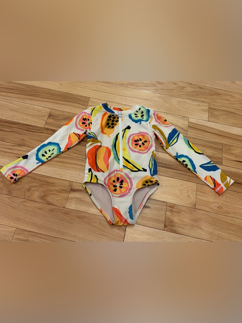 Tea Collection Long Sleeve Rash Guard One Piece Tropical Swimsuit Girl’s Size 2